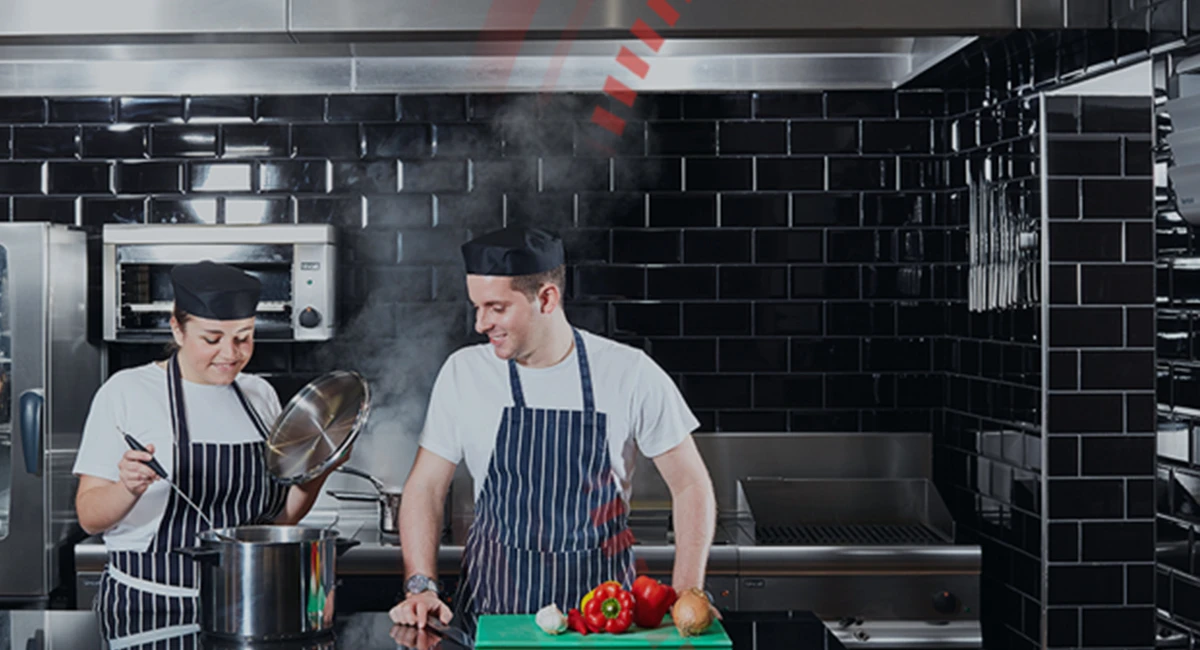 Two chefs cooking