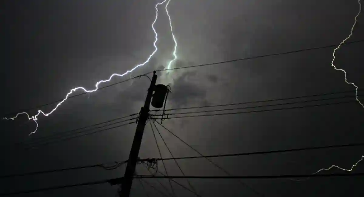 lightning hitting a power line