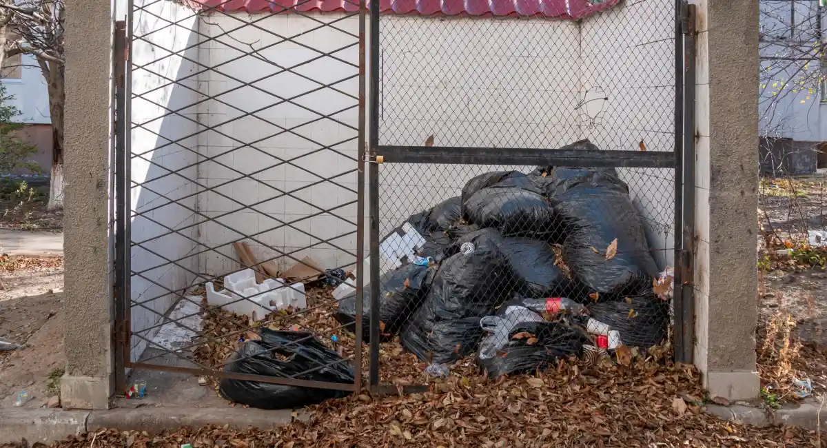Fenced area for collecting plastic