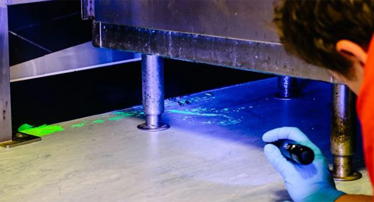Rodent tracking gel being applied to a commercial property to help track rodent infestations